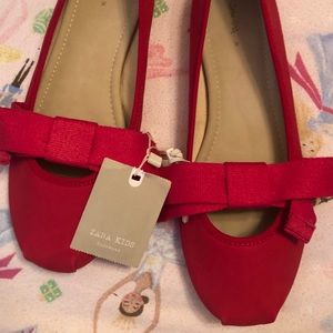 Red Zara Girls ballerina slipper sz 36 NWT